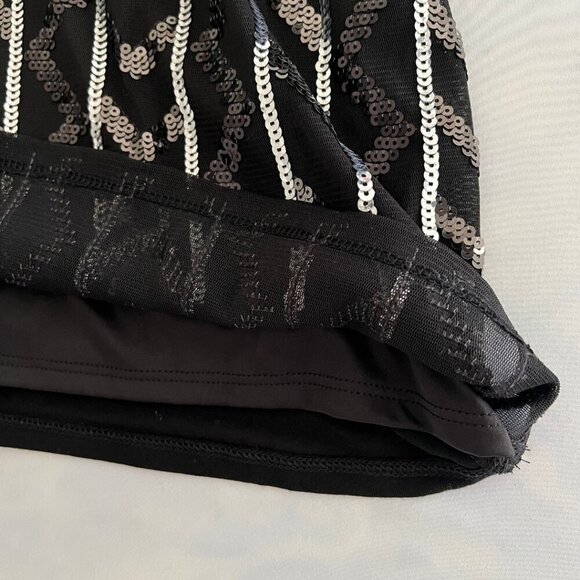 NWT Express Spaghetti Black Silver Sequin Lined Y2K Empire Cut Cocktail Blouse - Picture 5 of 8
